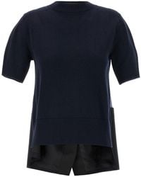 Sacai - Poplin Ribbed Pullover - Lyst