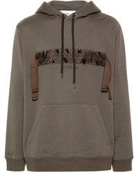 Lanvin - Logo-Embroidered Lace-Detailed Drawstring Hoodie - Lyst