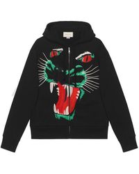 Gucci - Leopard Head Embroidered Hooded Casual Jacket - Lyst
