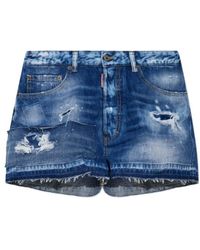 DSquared² - Distressed Denim Shorts - Lyst