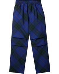 Burberry - Straight Leg Checkered Twill Trousers - Lyst
