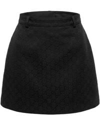 Gucci - Gg Cotton Blend Mini Skirt - Lyst