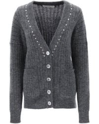 Alessandra Rich - Embellished V-Neck Cardigan - Lyst