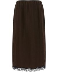 Twinset - Satin Lace Midi Skirt - Lyst