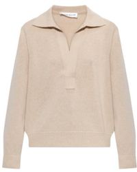 Victoria Beckham - Polo-Collar V-Neck Wool Sweater - Lyst