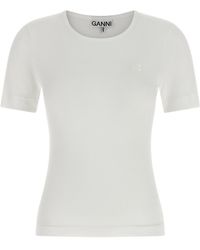 Ganni - Logo Embroidery T-Shirt - Lyst