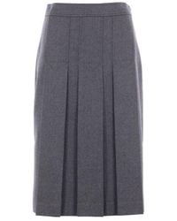 Prada - Pleated Midi Skirt - Lyst
