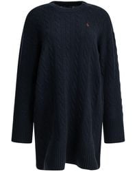 Polo Ralph Lauren - Cable-Knit Embroidered-Logo Mini Dress - Lyst