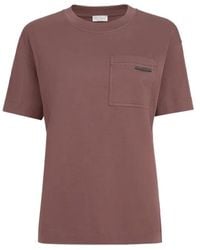 Brunello Cucinelli - Cotton Jersey T-Shirt With Shiny Tab - Lyst