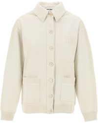 Miu Miu - Garment-Dyed Cotton Fleece Blouson Jacket - Lyst