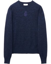 McQueen - Skull Embroidered Crewneck Jumper - Lyst