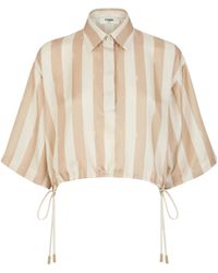 Fendi - Striped Drawstring Hem Cropped Shirt - Lyst