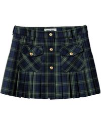 Miu Miu - Pleated Tartan Miniskirt - Lyst