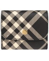 Burberry - Check Pattern Folded Wallet - Lyst