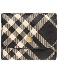 Burberry - Check Pattern Folded Wallet - Lyst