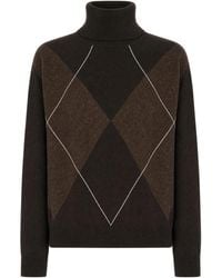 Peserico - Argyle Turtleneck Long Sleeve Knit Sweater - Lyst
