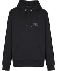 Balmain - Logo Patch Drawstring Hoodie - Lyst