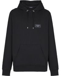 Balmain - Logo Patch Drawstring Hoodie - Lyst