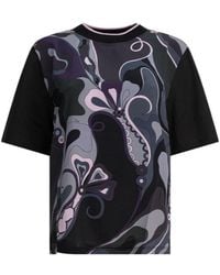 PUCCI - Cotton And Silk Crewneck T-Shirt With Print - Lyst