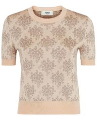Fendi - Floral Jacquard Short Sleeved Jumper - Lyst