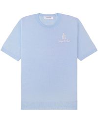 Sporty & Rich - Vendôme Crest-Embroidered Merino T-Shirt - Lyst