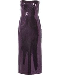 Alex Perry - Strapless Sequin Crinkle Midi Dress - Lyst