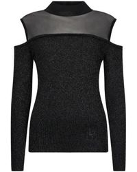 Liu Jo - Mesh Insert Cold-Shoulder T-Shirt - Lyst
