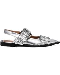 Ganni - Double-Buckled Pointed-Toe Ballerina Shoes - Lyst