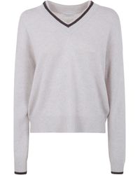 Brunello Cucinelli - V-Neck Long-Sleeved Jumper - Lyst