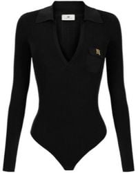 Elisabetta Franchi - Openwork Embroidered Knitted Bodysuit - Lyst