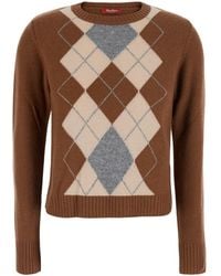 Max Mara - Argyle-Pattern Sweater - Lyst