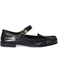 Miu Miu - Leather Loafers With Strap - Lyst