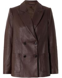 Stouls - Jones Double-Breasted Leather Blazer - Lyst