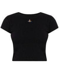 Vivienne Westwood - Logo Embroidered Ribbed T-Shirt - Lyst