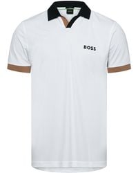 BOSS - Contrast Vneck Shortsleeve Polo Shirt - Lyst