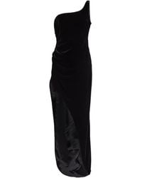 Alessandra Rich - One-Shoulder Velvet Maxi Dress - Lyst