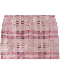 Self-Portrait - Crystal-Embellished Plaid Mini Skirt - Lyst