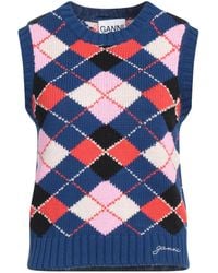 Ganni - Geometric-Pattern Knitted Sleeveless Top - Lyst