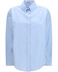 Miu Miu - Logo-Embroidered Button-Up Shirt - Lyst