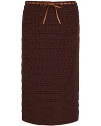 Tod's - Minimalist Hollow Crochet Tie-Strap Straight Midi Skirt - Lyst