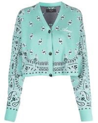 Amiri - Logo Embroidered V-Neck Cropped Cardigan - Lyst