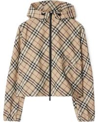 Burberry - Checked Hooded Zip-Up Jacket - Lyst
