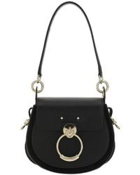 Chloé - Chloé Tess Logo Embossed Ring Embellished Shoulder Bag - Lyst