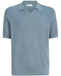 Brunello Cucinelli - Fine-Knitted Ribbed Polo Shirt - Lyst