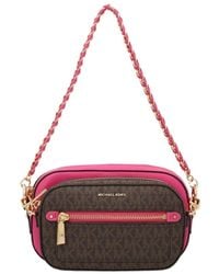 Michael Kors - Jet Set Logo Plaque Zip-Up Crossbody Bag - Lyst