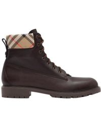 Burberry - Durham Check-Trim Ankle Boots - Lyst