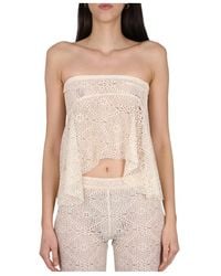 DSquared² - Broderie-Anglaise Asymmetric Hem Top - Lyst