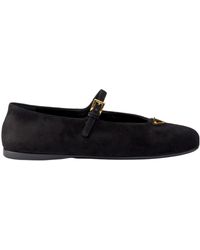 Prada - Suede Ballerinas - Lyst