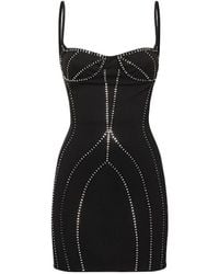 The Attico - Crystal Embellished Sablé Mini Dress - Lyst