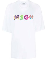 MSGM - Logo-Print Detail T-Shirt - Lyst